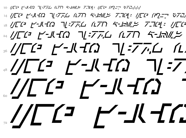 Modern Cybertronic font waterfall